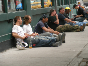 construction workers sitting